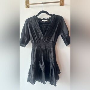 LoveShackFancy FLAW Black Lace Trim Mini Dress Size XS P2P 16